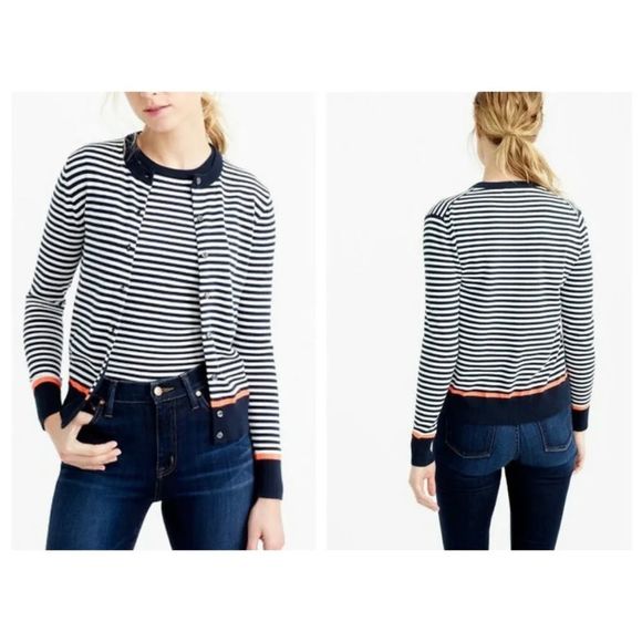 J. Crew Sweaters - J.crew cotton Jackie cardigan sweater neon piping
